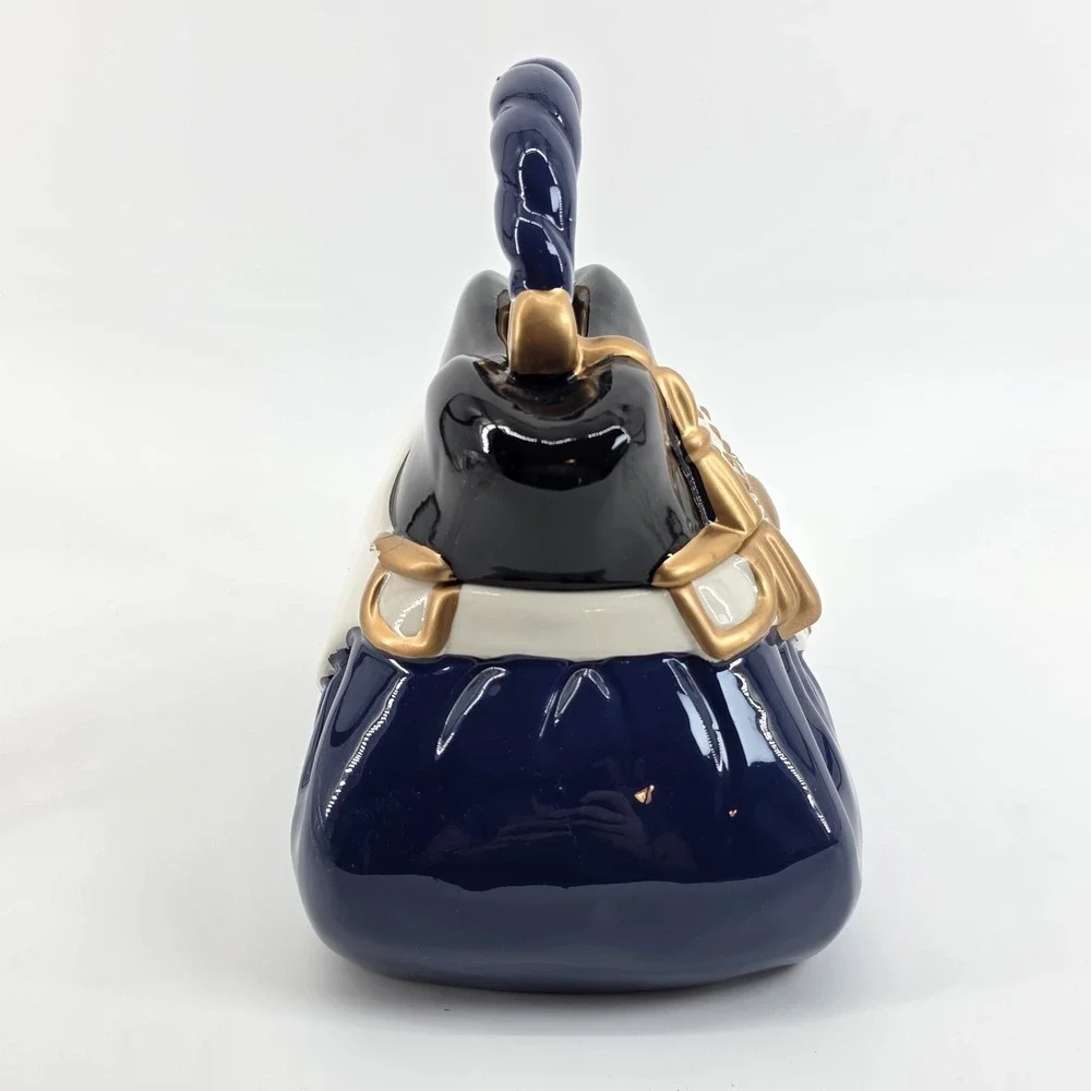 David's Cookies Handbag Cookie Jar : Navy Blue & Gold Purse Vintage